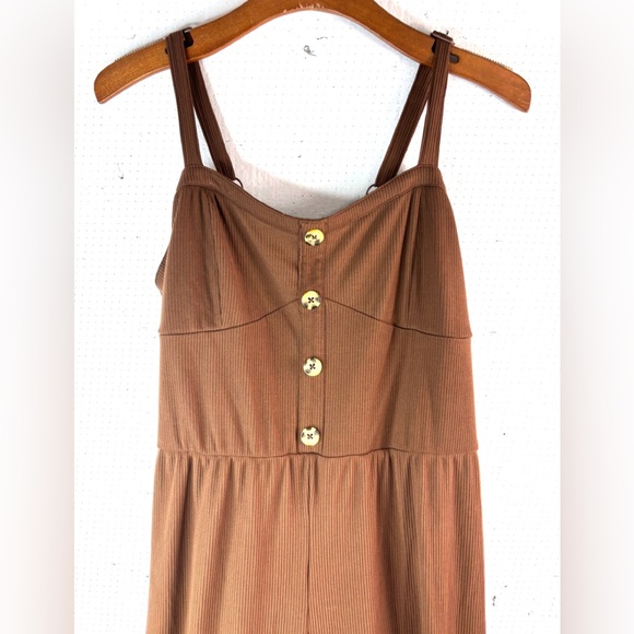 No Boundaries XXL Ribbed Gingerbread Brown Stretch Jumpsuit - Picture 3 of 9